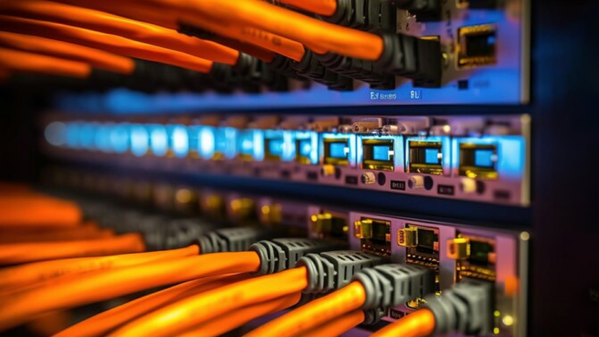 Digital lock icon over server racks